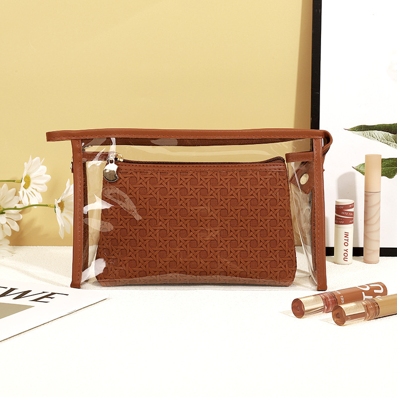 ES2314The new simple PU leather cosmetic bag wholesale, travel bag portable cosmetic bag waterproof wash bag
