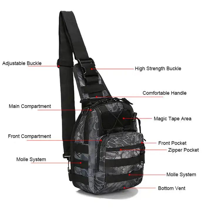 ES2329Camping Hiking Outdoor Men Crossbody Bag Chest Bag Single Shoulder Molle Tactical Sling Bag