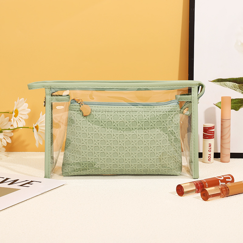 ES2314The new simple PU leather cosmetic bag wholesale, travel bag portable cosmetic bag waterproof wash bag