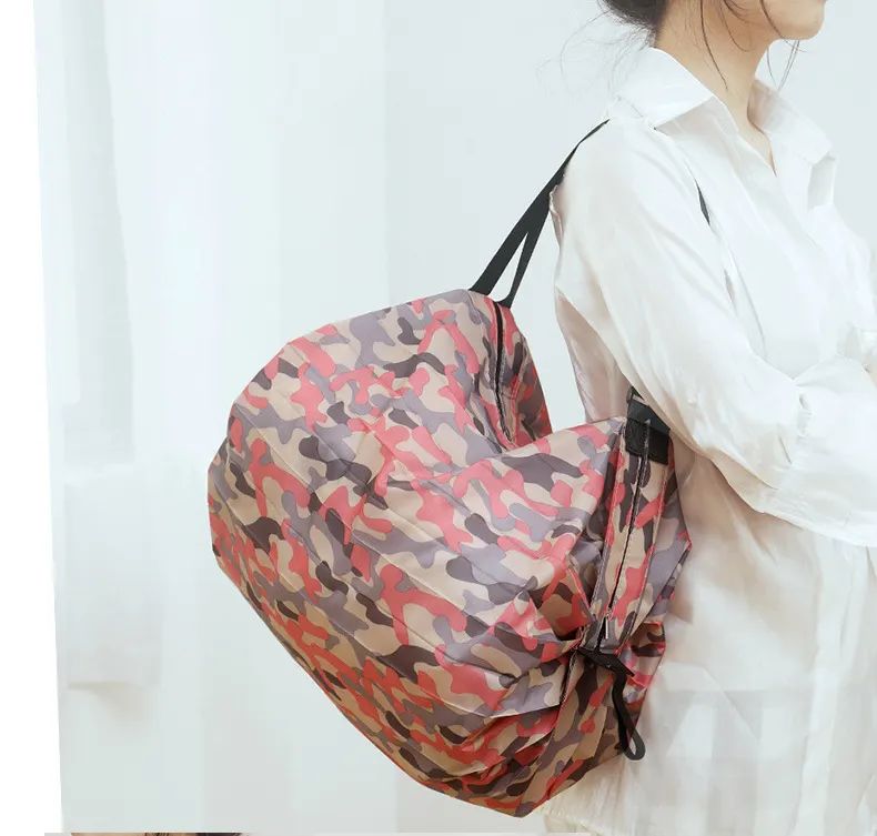 ES2339Stylish folding tote design washable lightweight grocery bags ecofriendly nylon reusable shopping bag large foldable