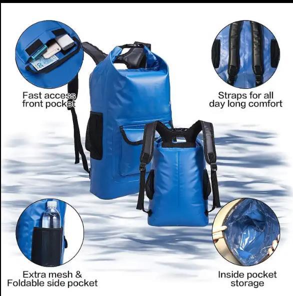 ES2321Outdoor Waterproof Bag 30L Trekking Dry Bag Fishing Waterproof Backpack Floating Roll-top Sport Bag Drifting Swimming