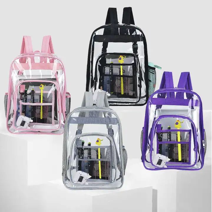 ES2362Hot sale custom logo clear backpacks school bags waterproof PVC mochilas summer outdoor large clear book bag for school
