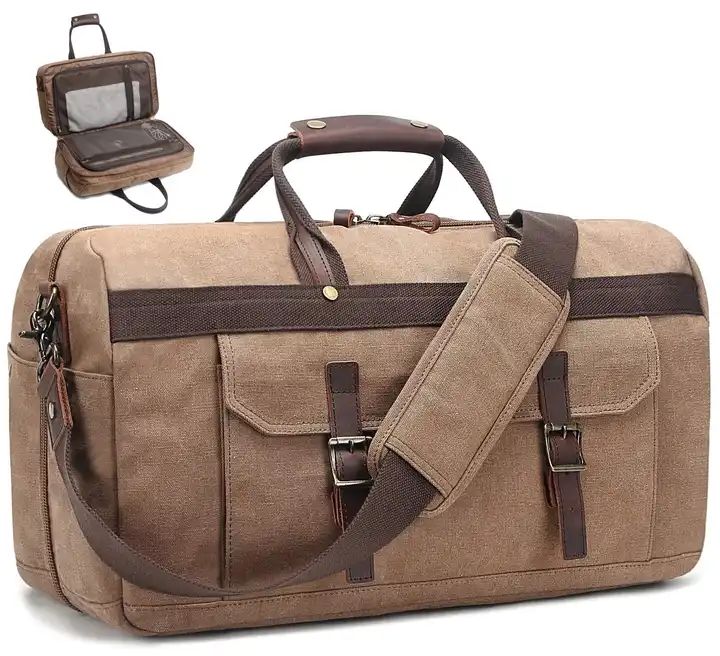 ES2345Waterproof reusable canvas custom logo gym bag men multi-functional unique travel shoulder padding large sports bag
