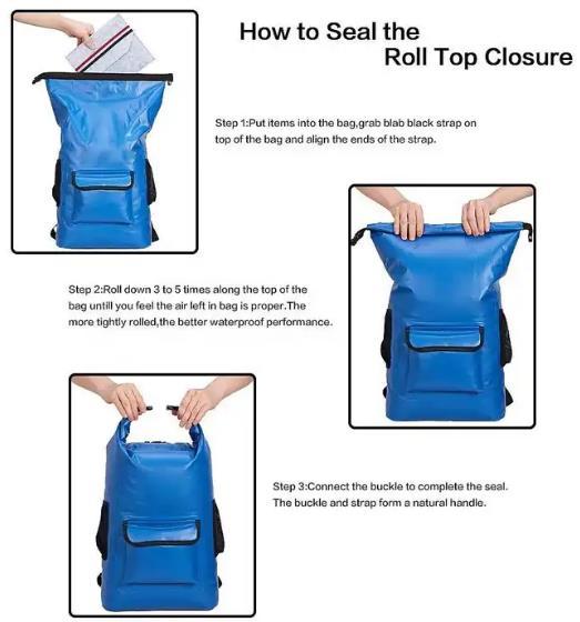 ES2321Outdoor Waterproof Bag 30L Trekking Dry Bag Fishing Waterproof Backpack Floating Roll-top Sport Bag Drifting Swimming