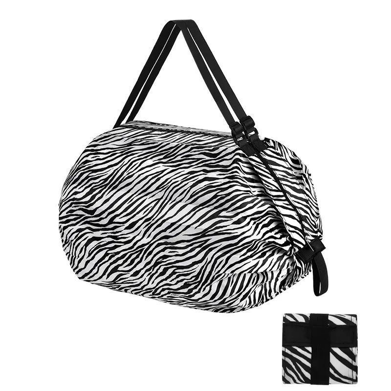 ES2339Stylish folding tote design washable lightweight grocery bags ecofriendly nylon reusable shopping bag large foldable