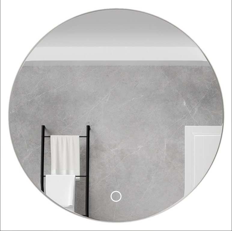 Round bathroom smart mirror perforation-free hanging wall hotel with anti-fog led touch screen bath with light