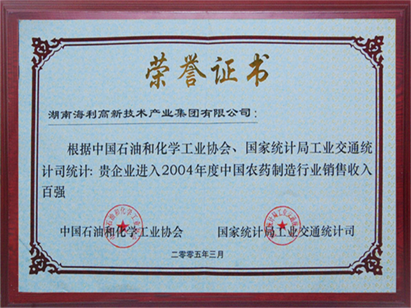 Certificate of honor