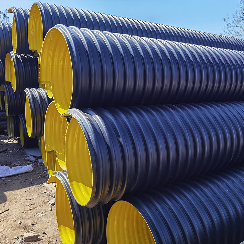 Steel belt reinforced polyethylene (HDPE) spiral corrugated pipe