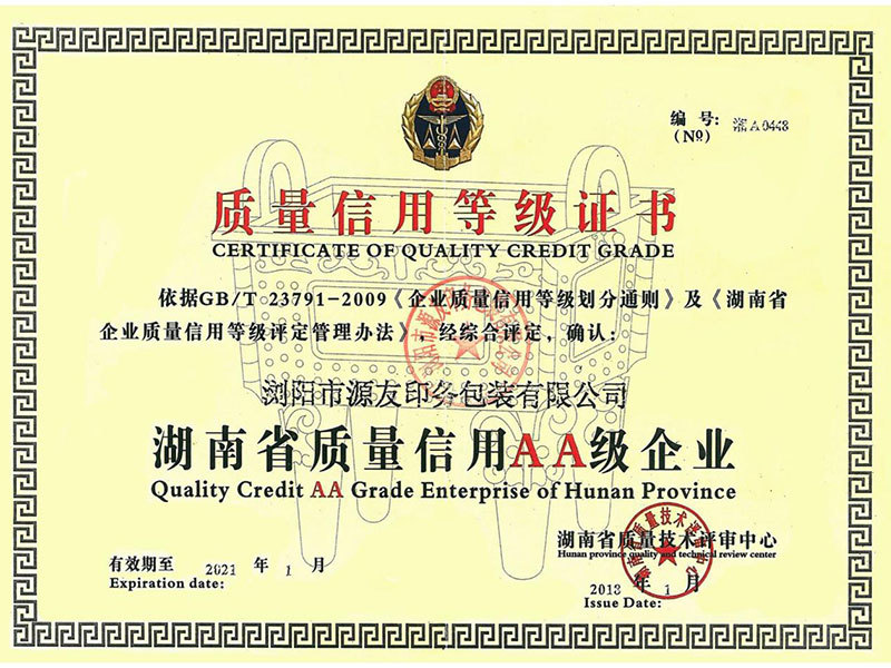 Quality Credit Rating Certificate