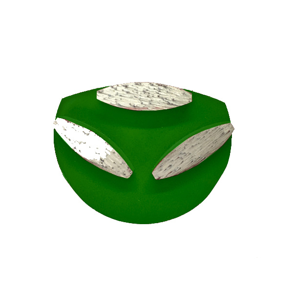 Oval shape three segment diamond grinding shoes