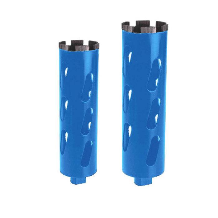Laser welded diamond core bits for dry drilling