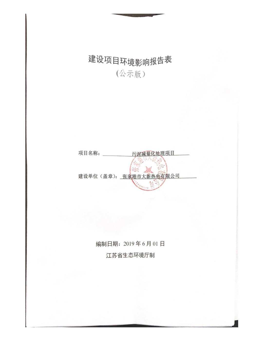 Zhanggang Daxin Thermal Power Co., Ltd. Environmental Impact Assessment Report Publicity