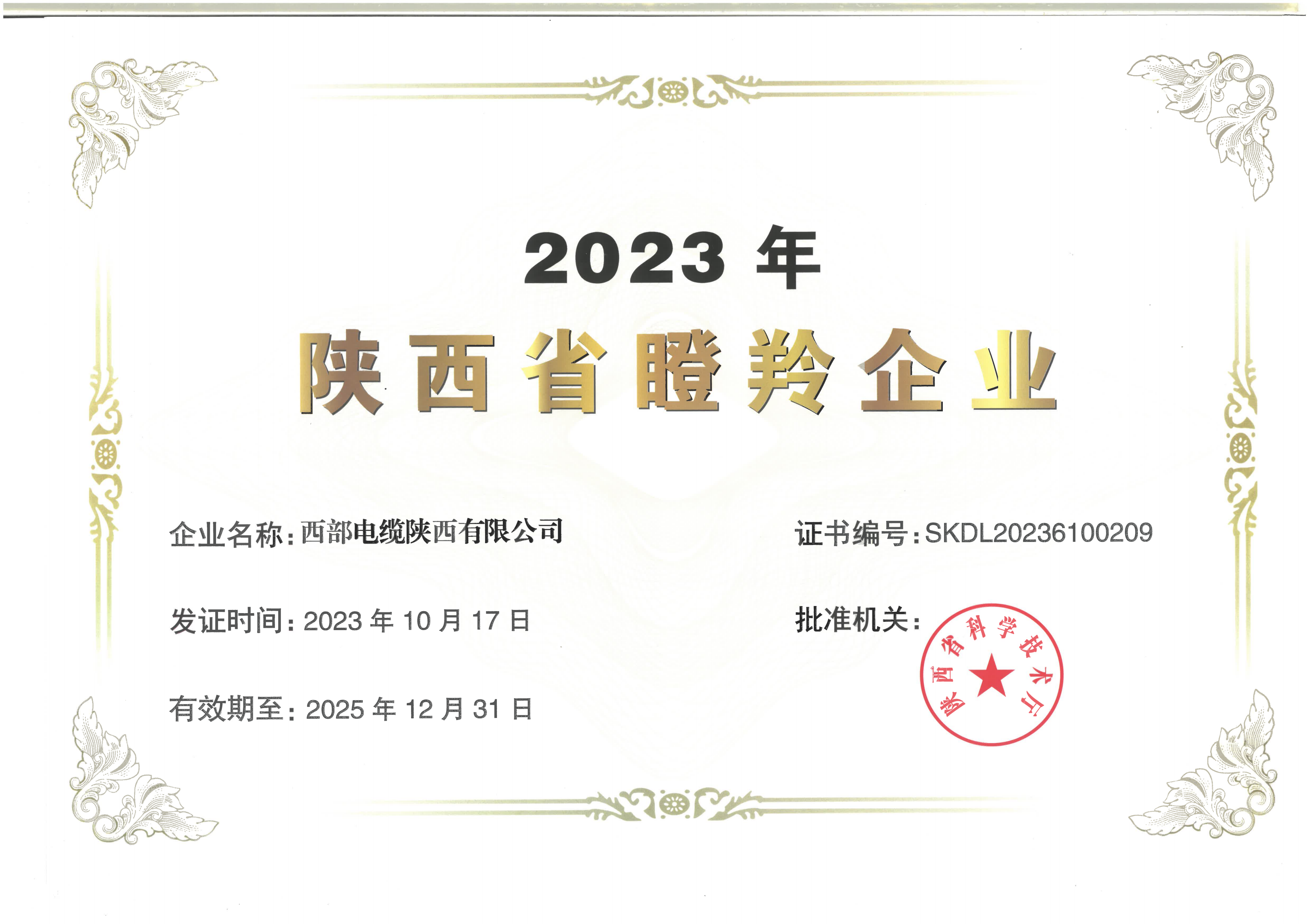 2023年陕西省瞪羚企业