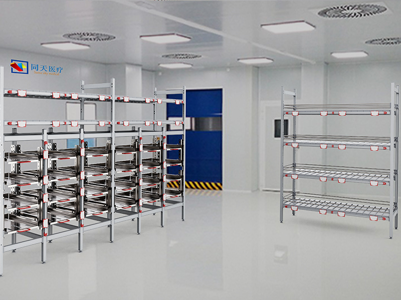 Upper and lower tray shelves (disinfection supply room).148