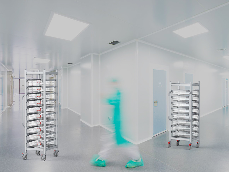 Single row scenario of medical material transfer carts.144