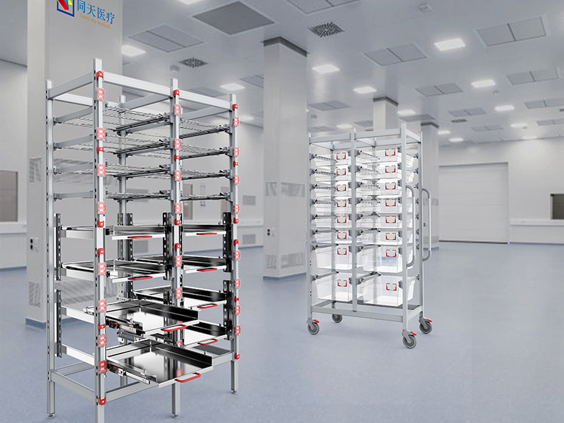 Upper and lower tray shelves (disinfection supply room).163