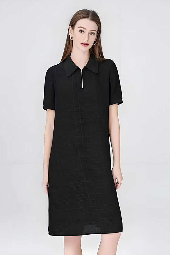 Women's Short-Sleeved Silk Polo Dress