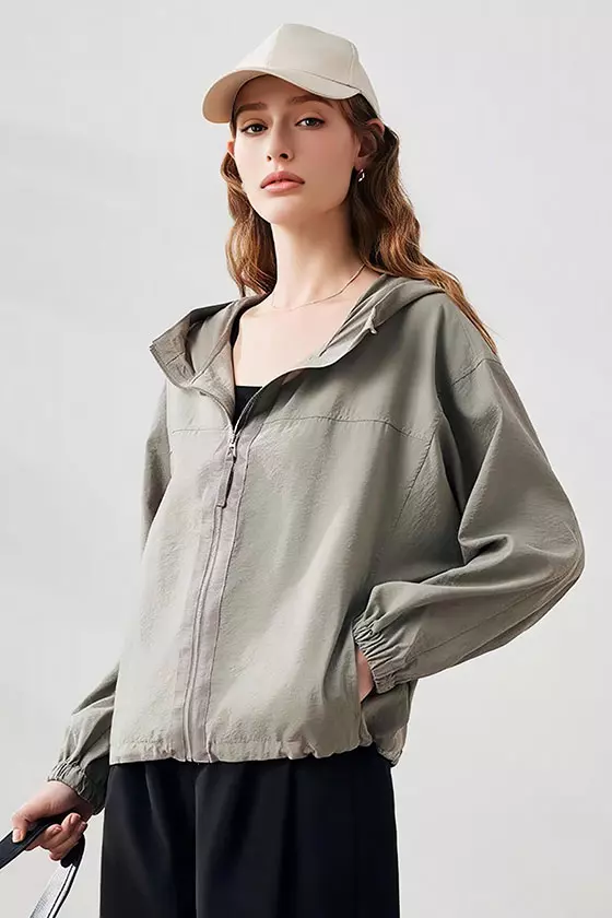 Women's Silk Hooded Sweatshirt Sun-Protective Coat