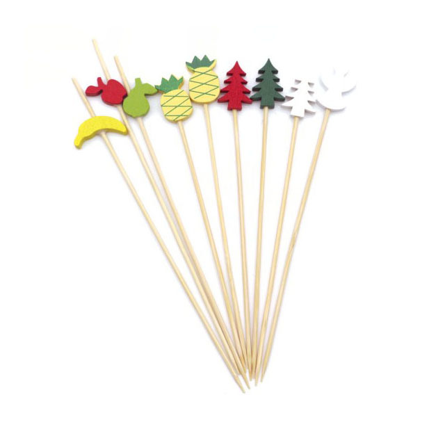 70mm Colored Bamboo Finger Skewer Bamboo Fruit Cocktail Picks
