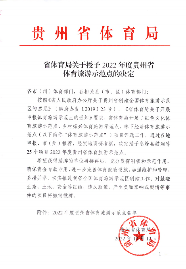 2022年貴州省體育旅游示范點名單（麻江縣藍夢谷）