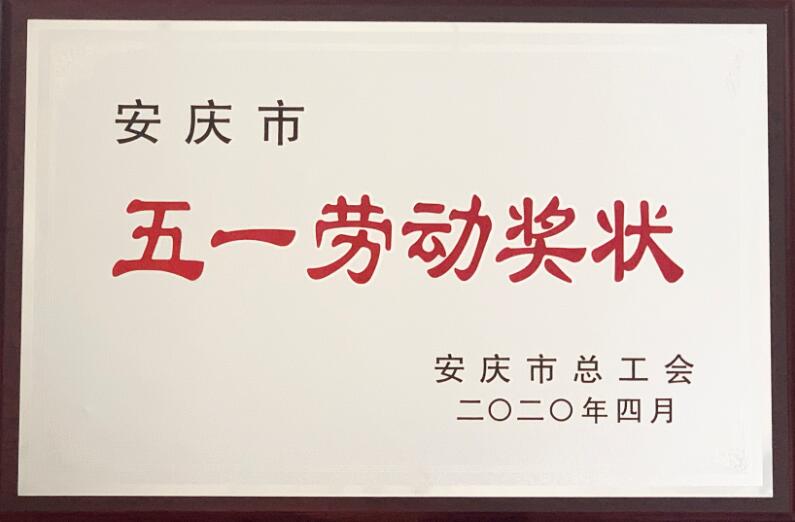 我司荣获“安庆市五一劳动奖状”