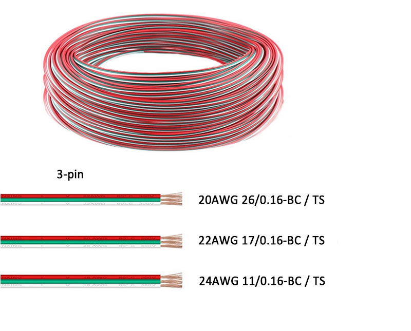 3-pin 18AWG-26AWG Electric Wires