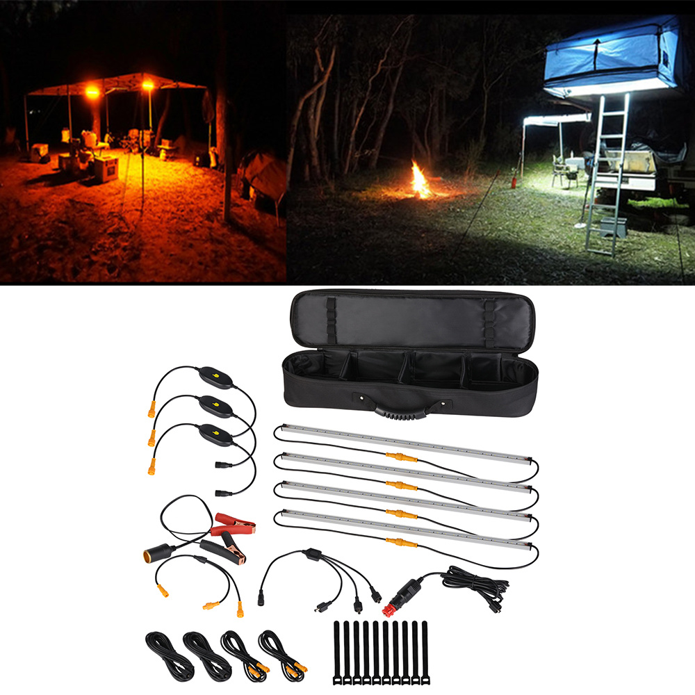 50cm 12V 4 Bars Tri-colour White / Orange LED Camping Light Kit