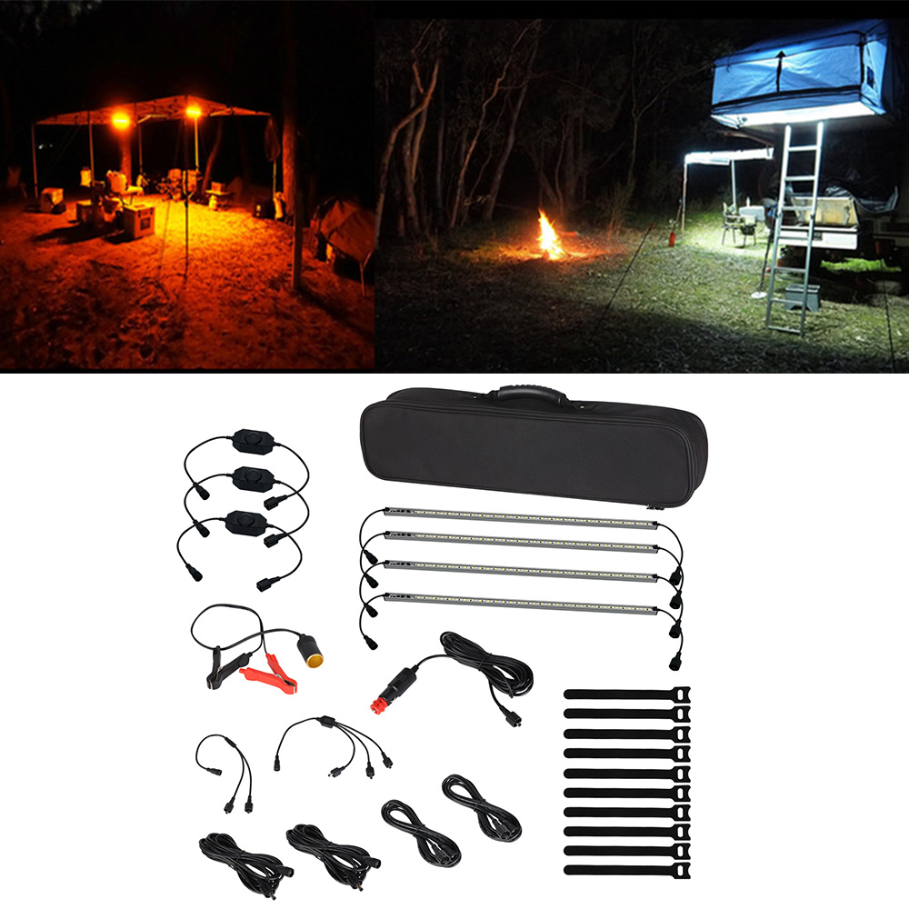 Easy Style 50cm 12V 4 Bars Tri-colour White / Orange LED Camping Light Kit