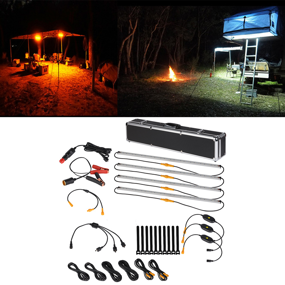 Premium 50cm 12V 4 Bars Tri-colour White / Orange LED Camping Light Kit