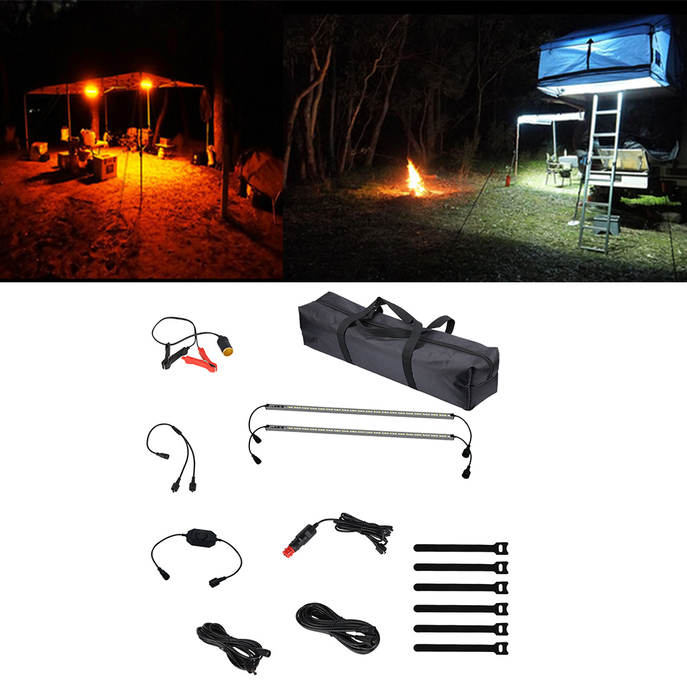 Easy Style 50cm 12V 2 Bars Tri-colour White / Orange LED Camping Light Kit