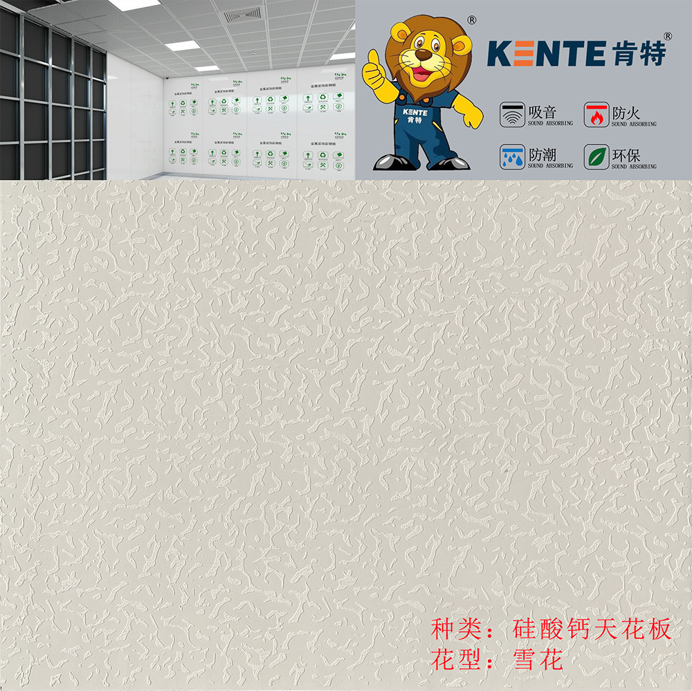 Calcium silicate ceiling tiles with embossed surface design