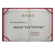 2014年度“安全生產(chǎn)標(biāo)準(zhǔn)化創(chuàng)建獎”