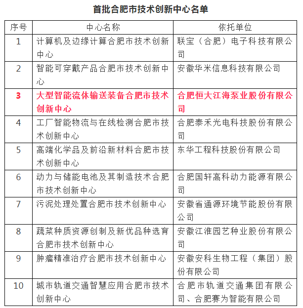 合肥恒大江海榮獲“首批合肥市技術(shù)創(chuàng)新中心”稱號