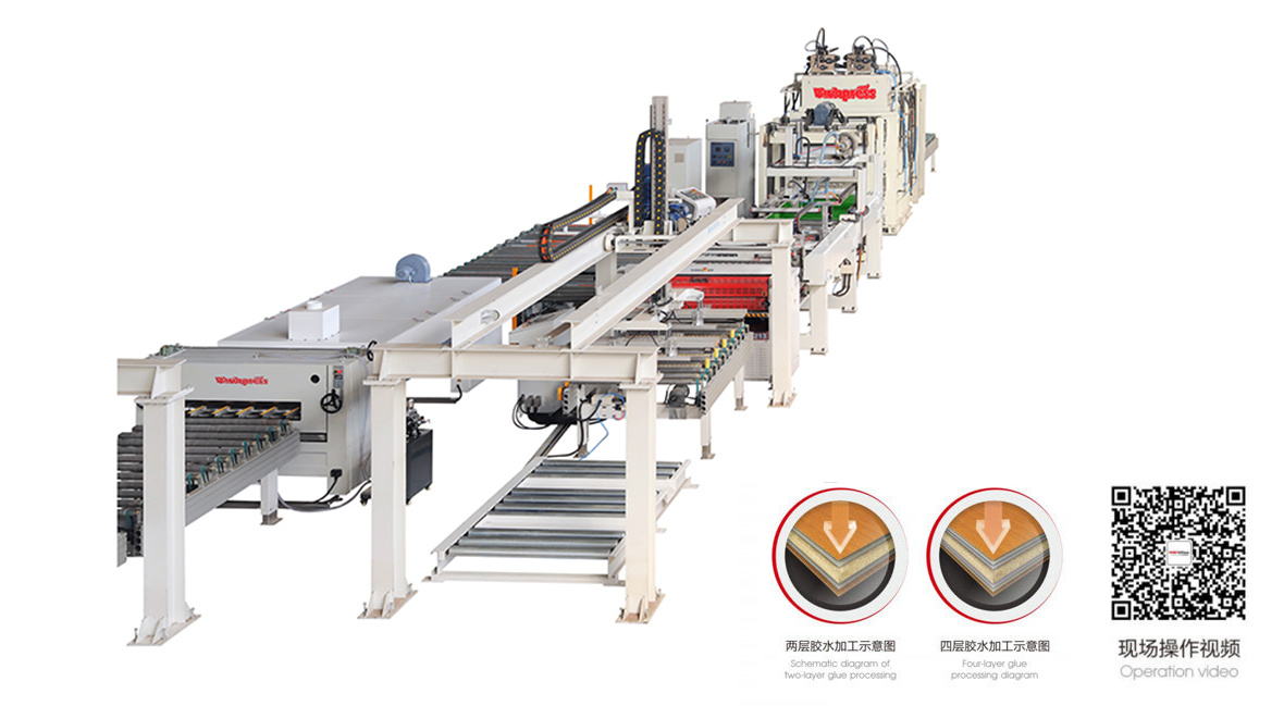 Stacked two-layer type door cold pressing composite automatic production line