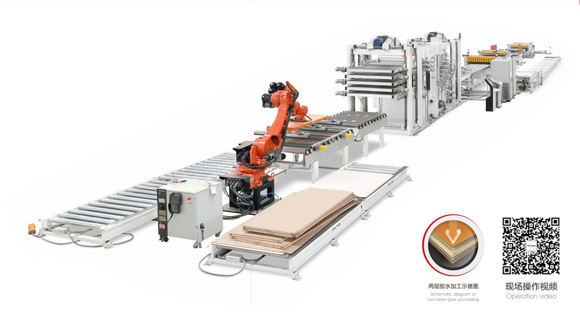 Five-layer furniture veneer production line