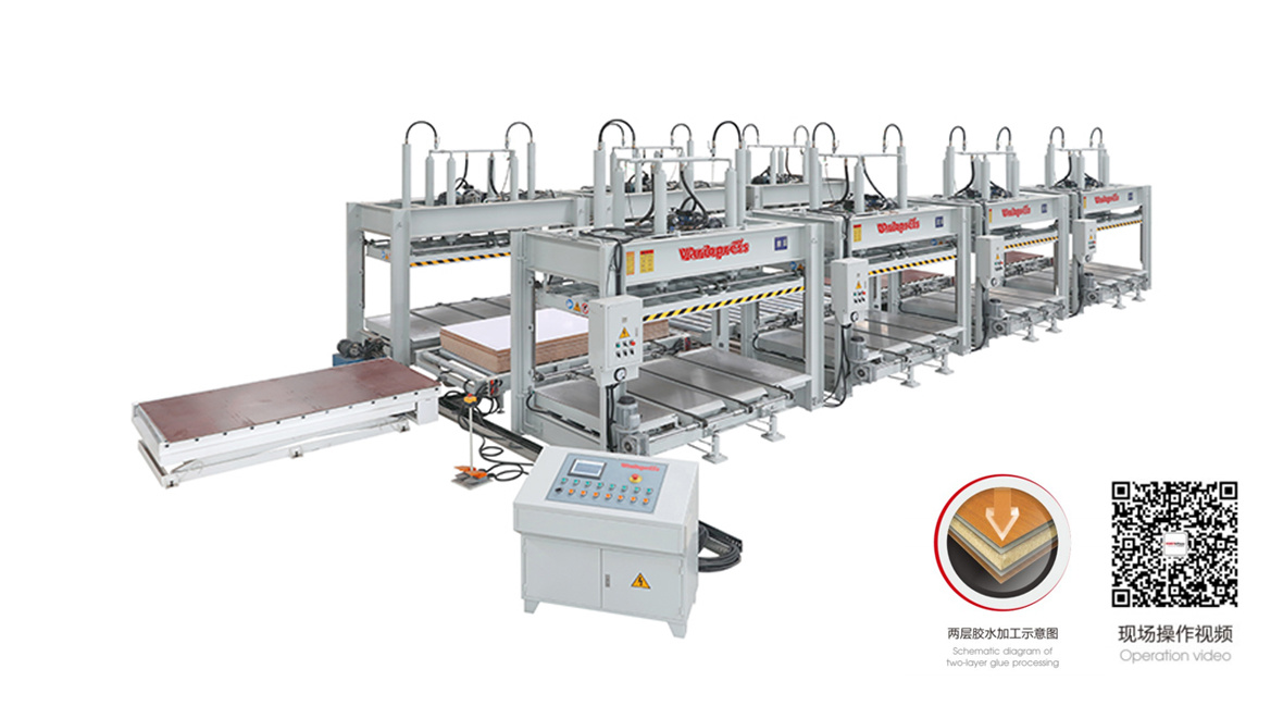 Paint-free door leaf cold-pressed composite production line