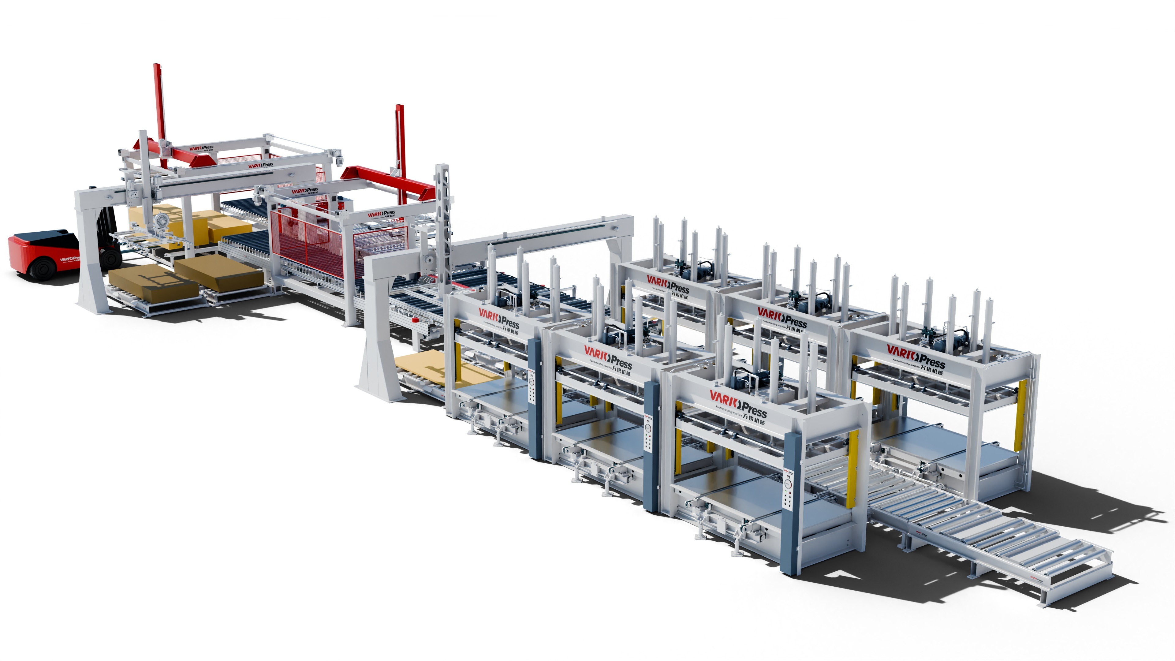 Paint-free door leaf cold-pressed composite production line