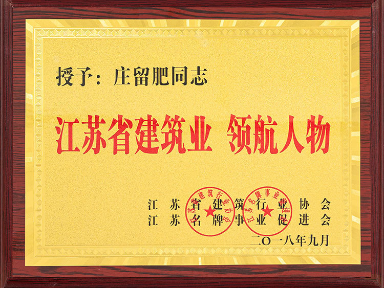 莊留肥同志江蘇省建筑業(yè)領航人物
