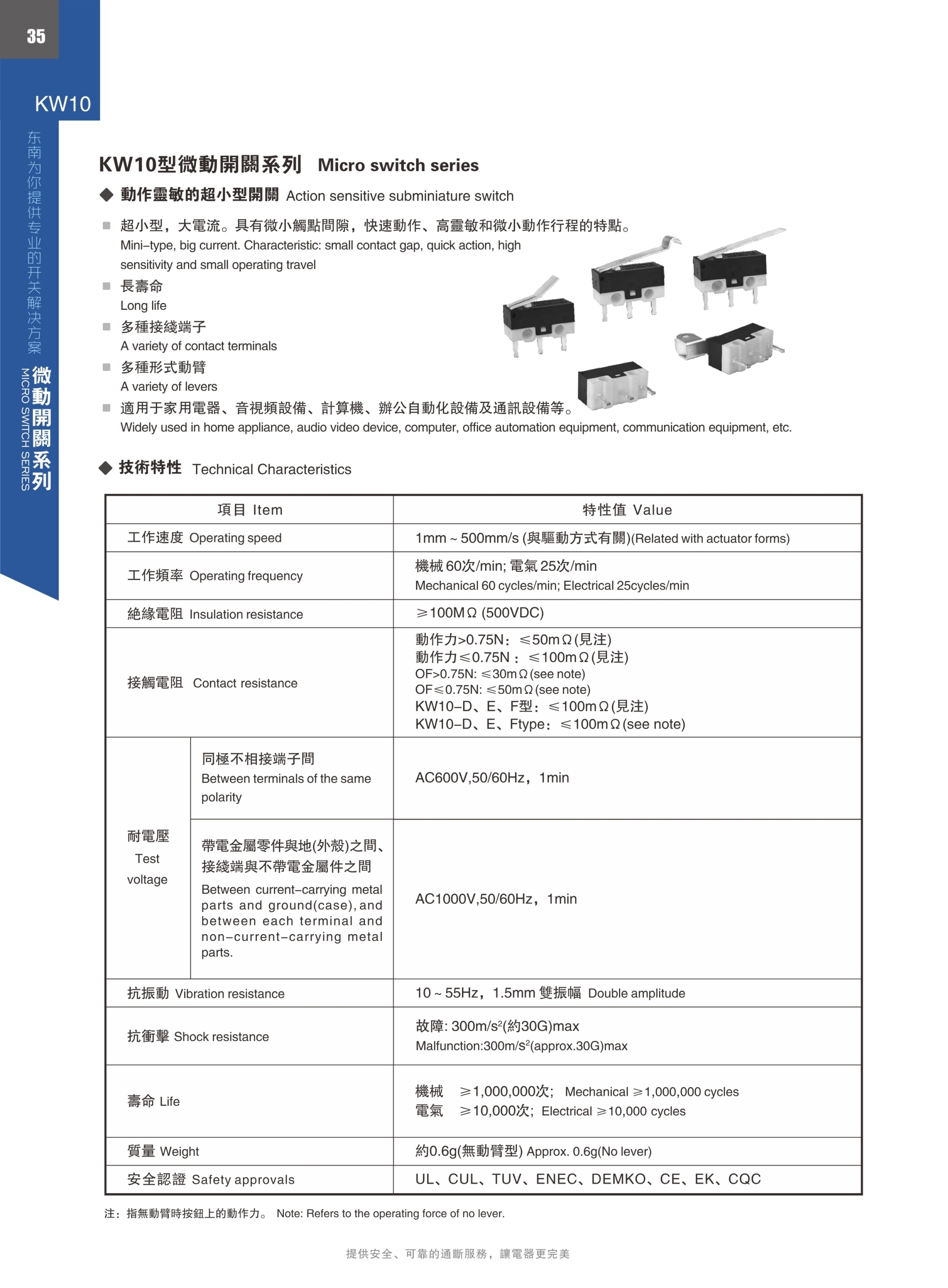 KW10 Household Appliances Vacuum Cleaner High Current Micro Switch ...