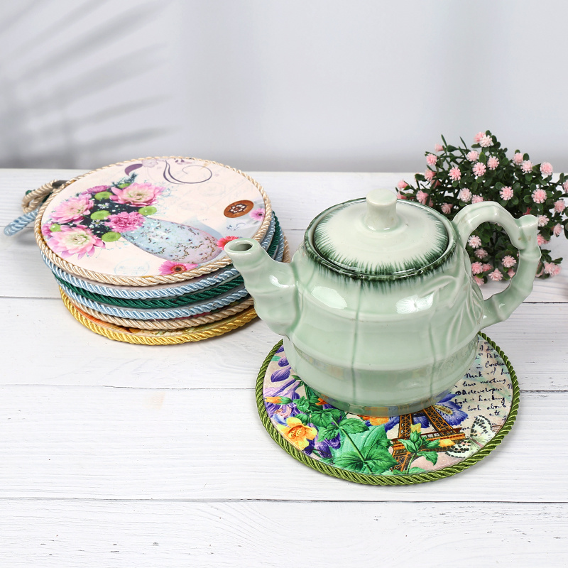 Rope pot mat middle ceramic mark Dia15cm, rope size Dia16cm