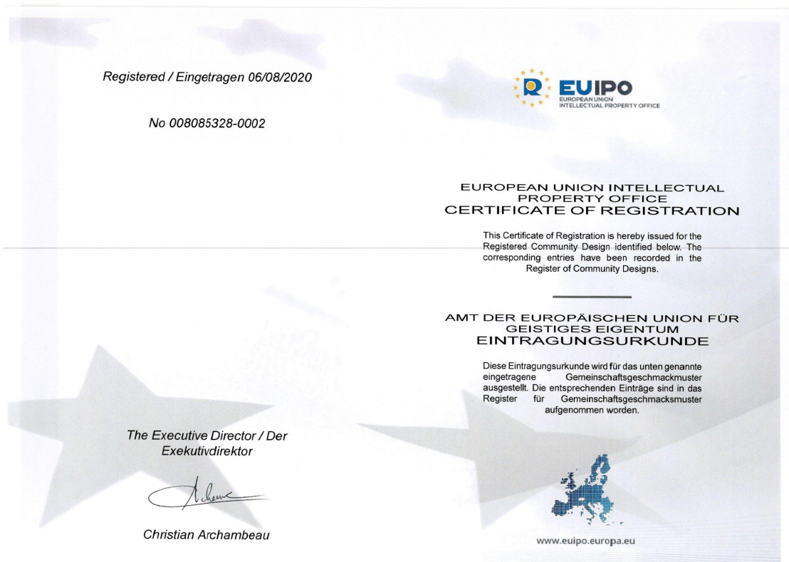 欧盟专利证书 仿石手孔