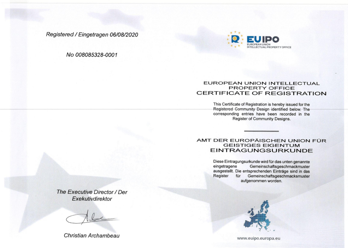 欧盟专利证书 仿石拉杆