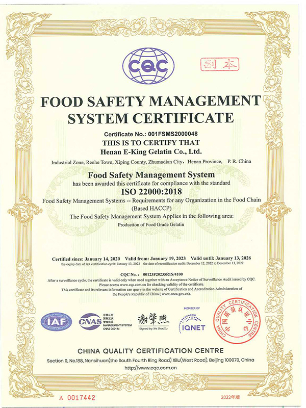Food Safety Managementsystem Certificate Food Safety Managementsystem Certificate