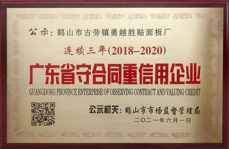 廣東省守合同重信用企業(yè) 2018-2020