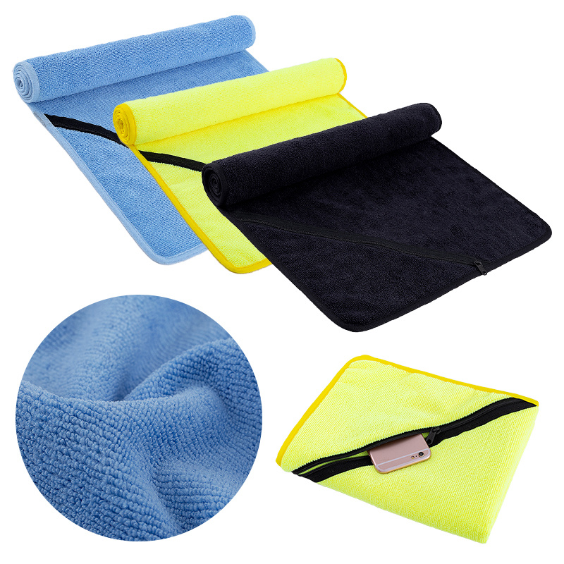 Sports Towels With Zipper Pocket