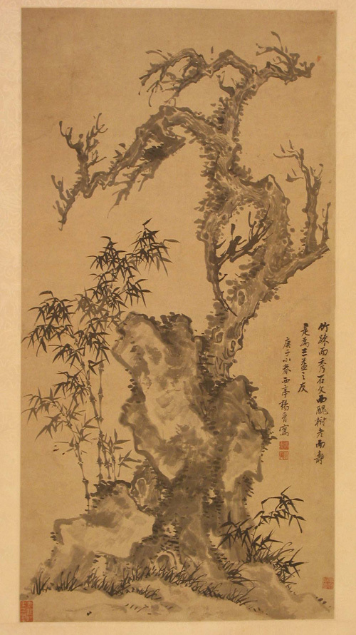 清楊晉墨筆三益之友圖軸