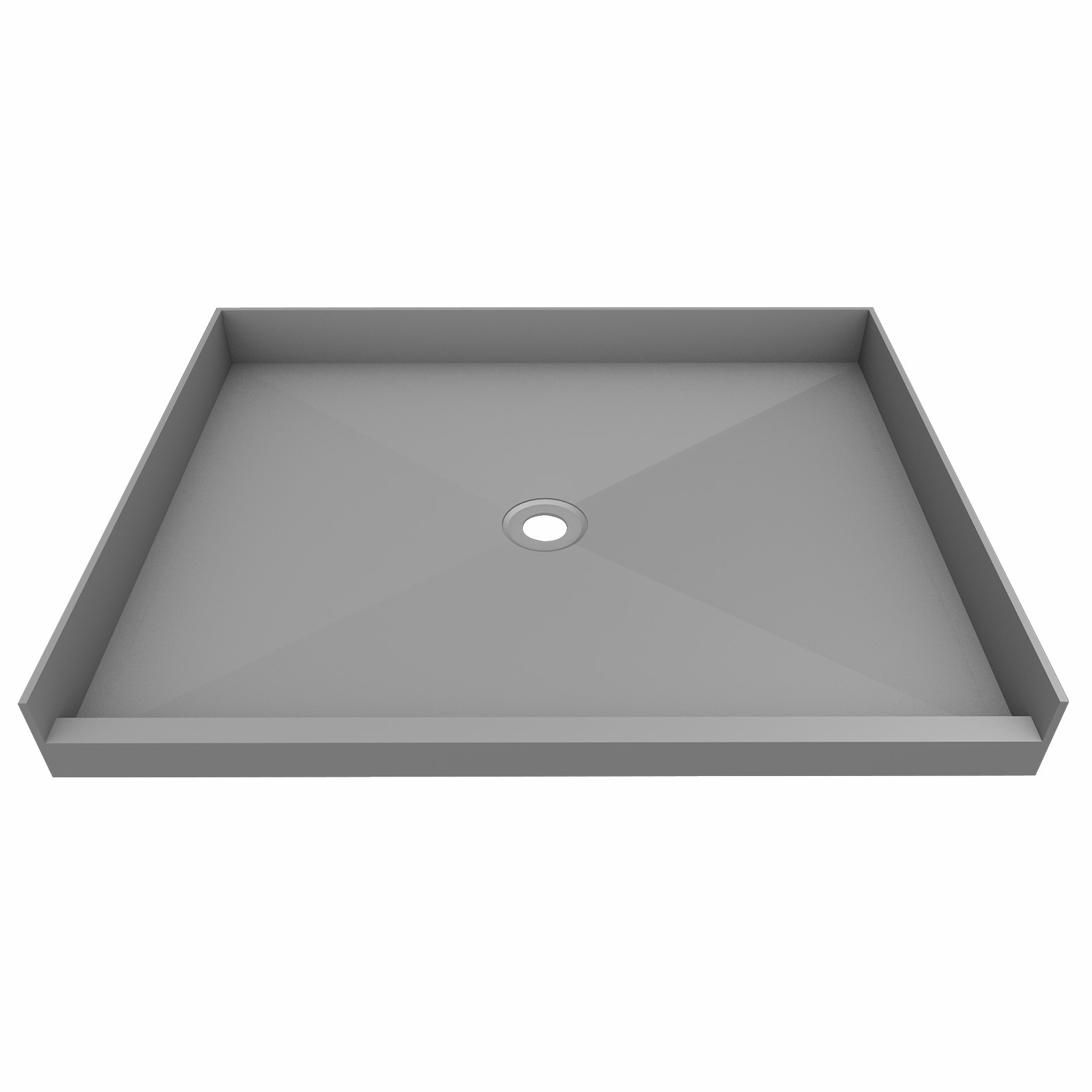 60 in X 48 in Single Curb Shower Pan with Center Drain