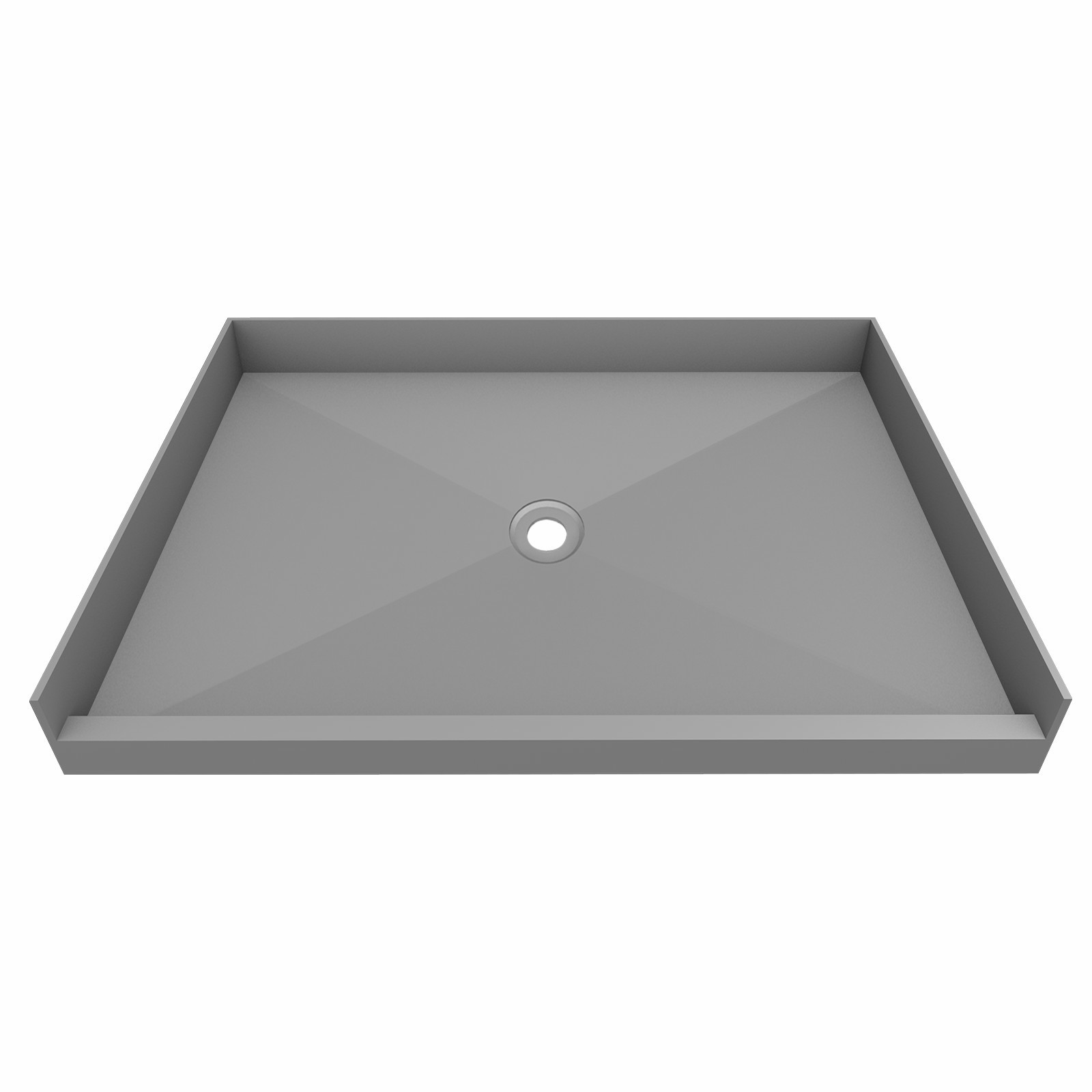 60 in X 42 in Single Curb Shower Pan with Center Drain
