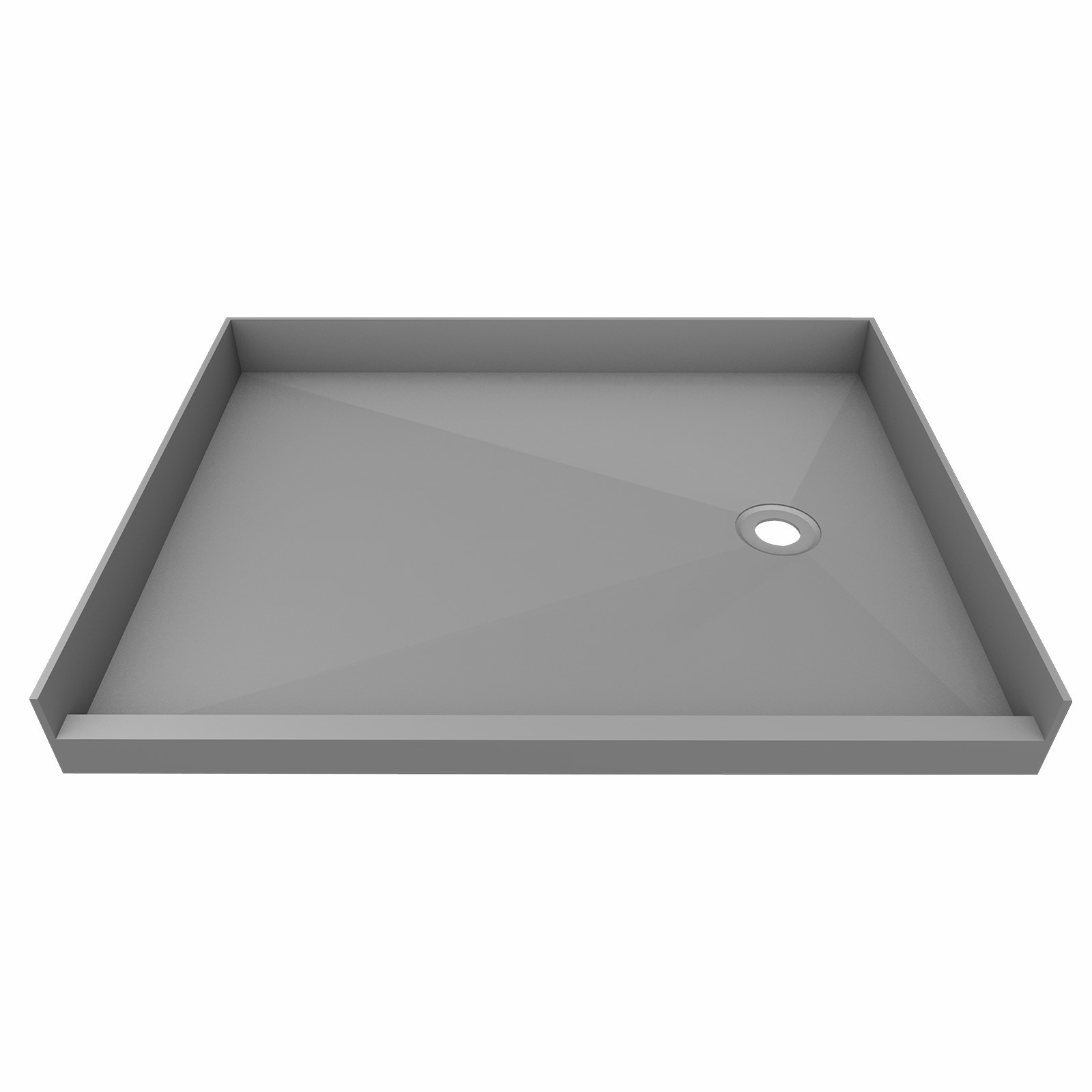 60 in X 42 in Single Curb Shower Pan with Right Drain