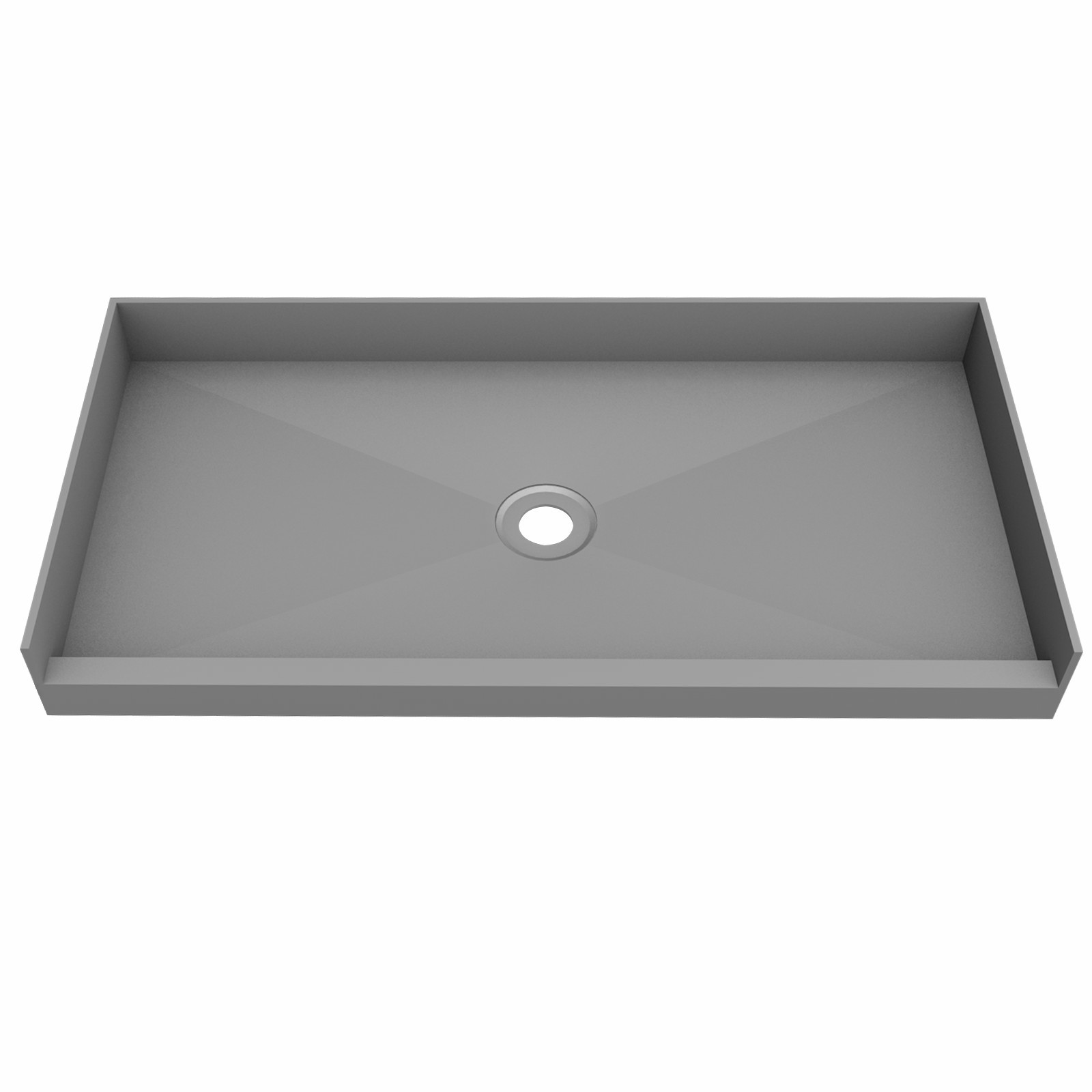 60 in X 30 in Single Curb Shower Pan with Center Drain